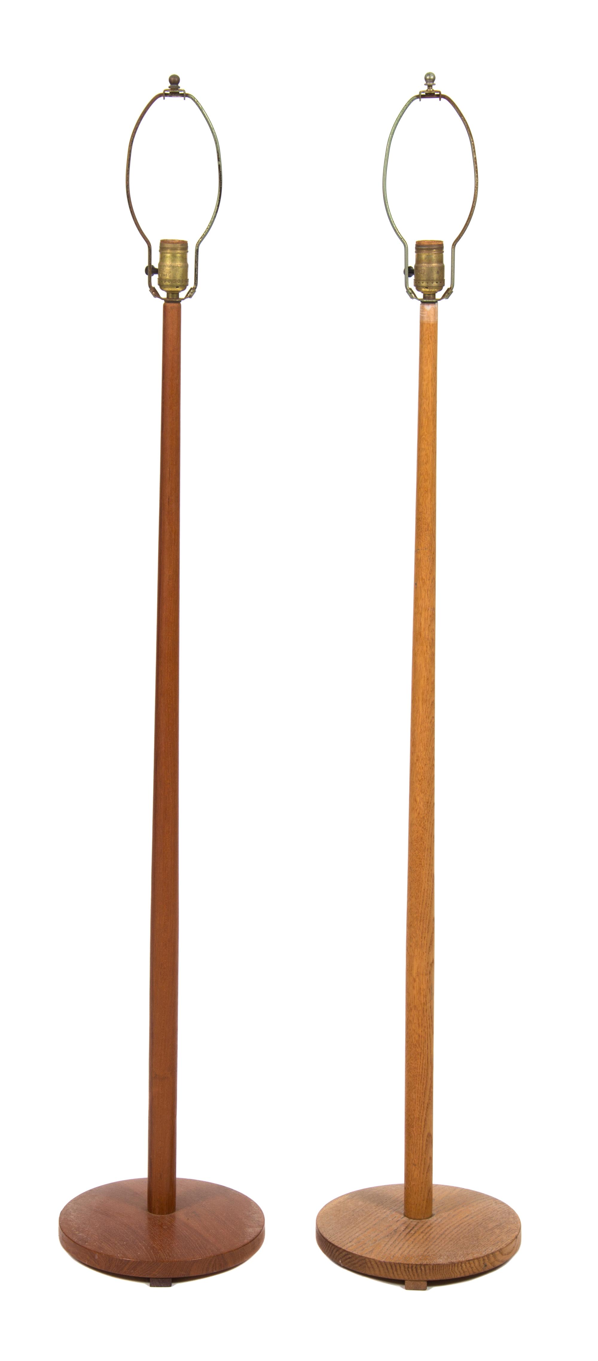 A Pair of Danish Modern Bleached Oak Floor Lamps Height 45 inches. — MID 20TH CENTURY
