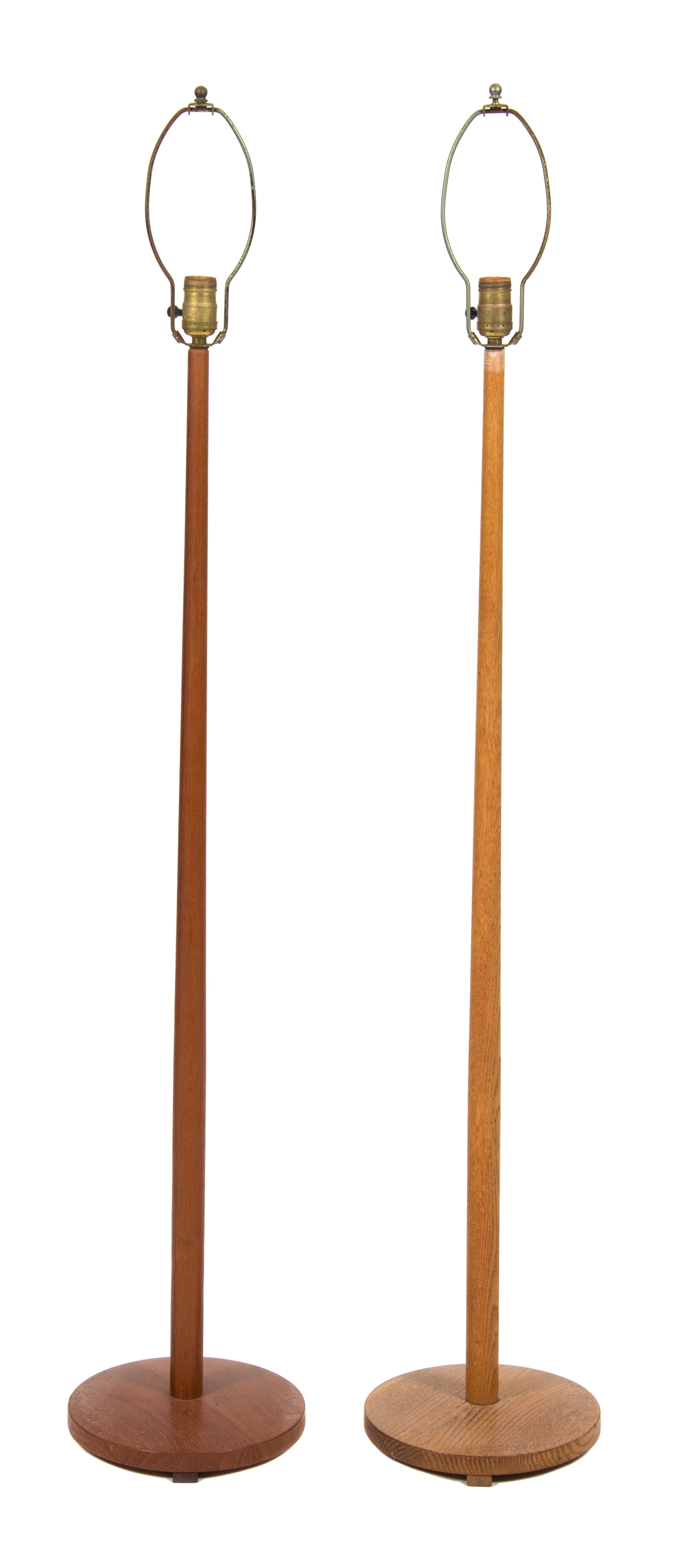 A Pair of Danish Modern Bleached Oak Floor Lamps Height 45 inches. — MID 20TH CENTURY
