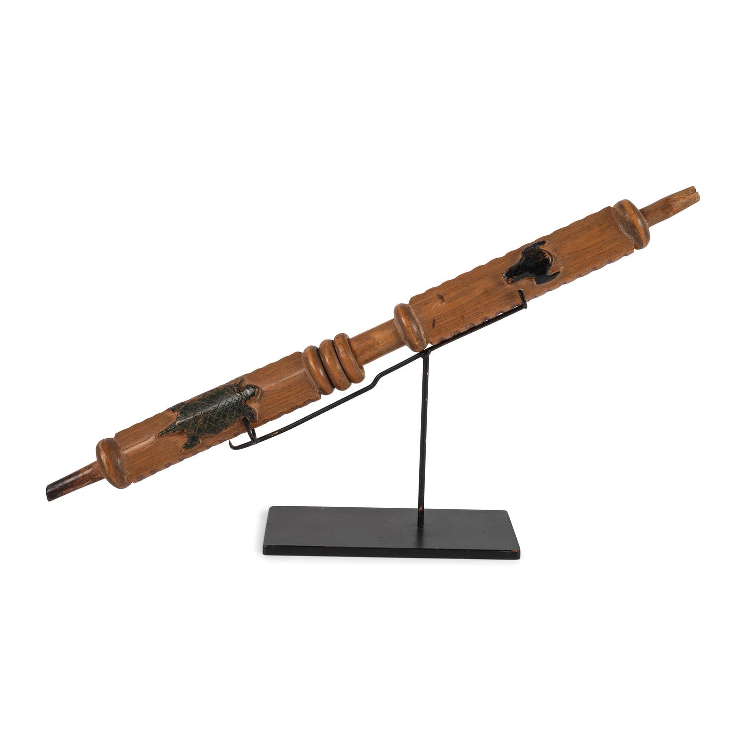 Standing Rock Sioux Carved and Painted Puzzle Pipe Stem