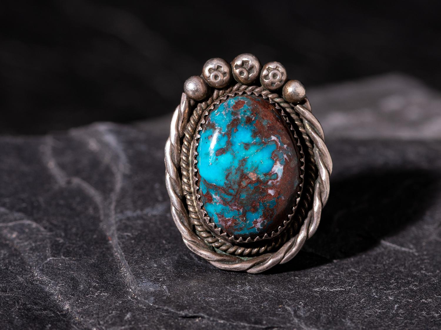 Navajo Silver and Bisbee Turquoise Ring