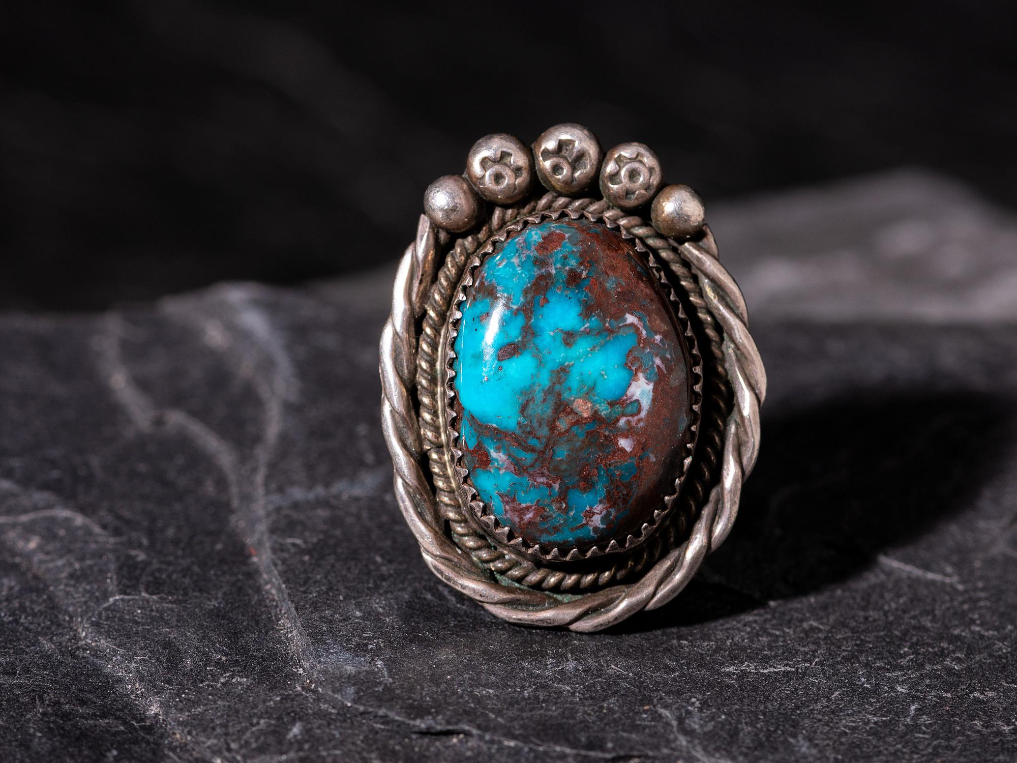Navajo Silver and Bisbee Turquoise Ring