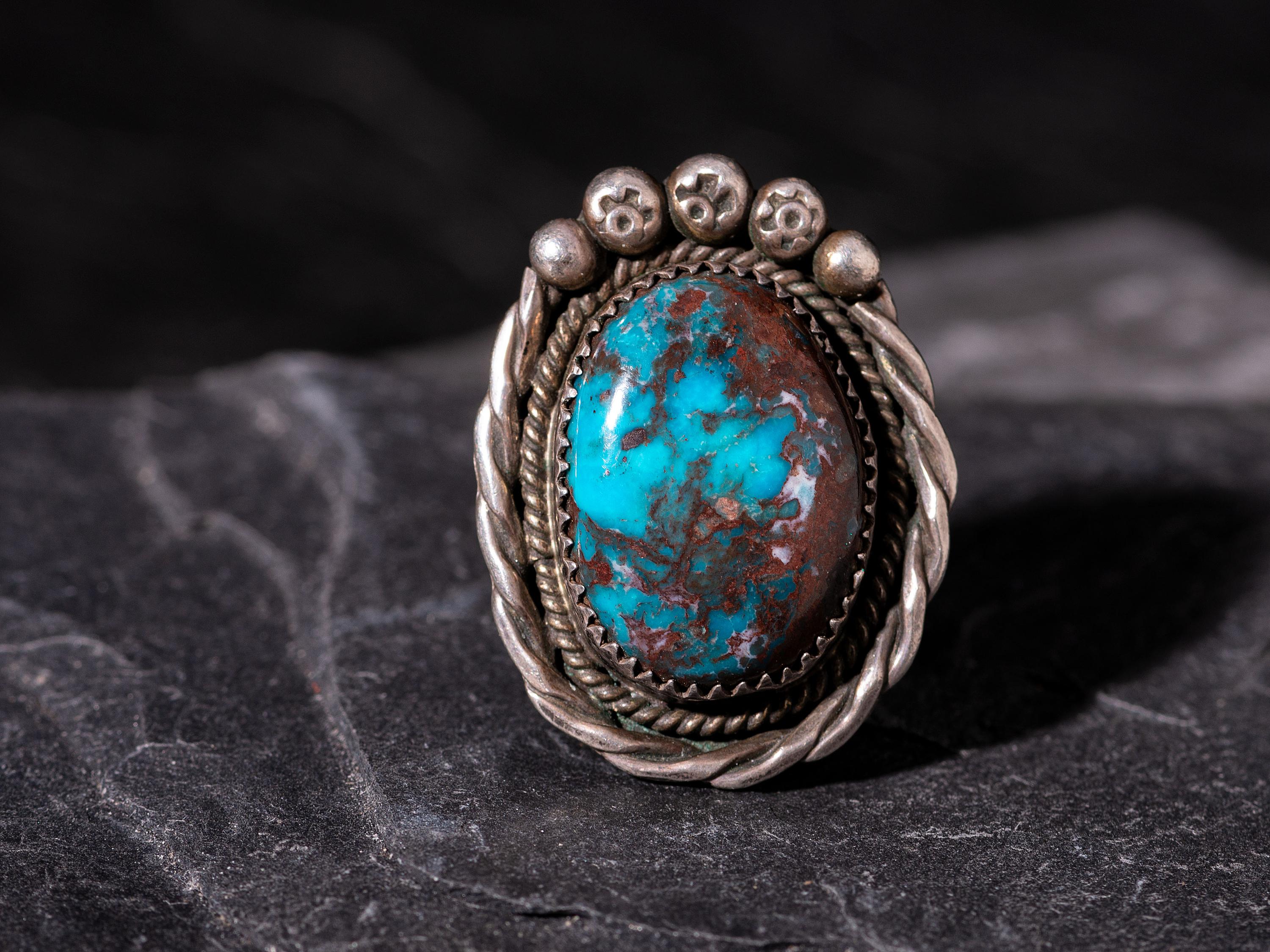 Navajo Silver and Bisbee Turquoise Ring