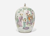 A Chinese famille-rose decorated ovoid jar and cover, 19th to 20th century 粉彩將軍蓋罐 十九或二十世紀