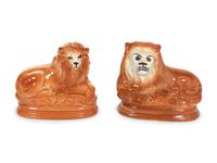 Two Pairs of Staffordshire Style Lions