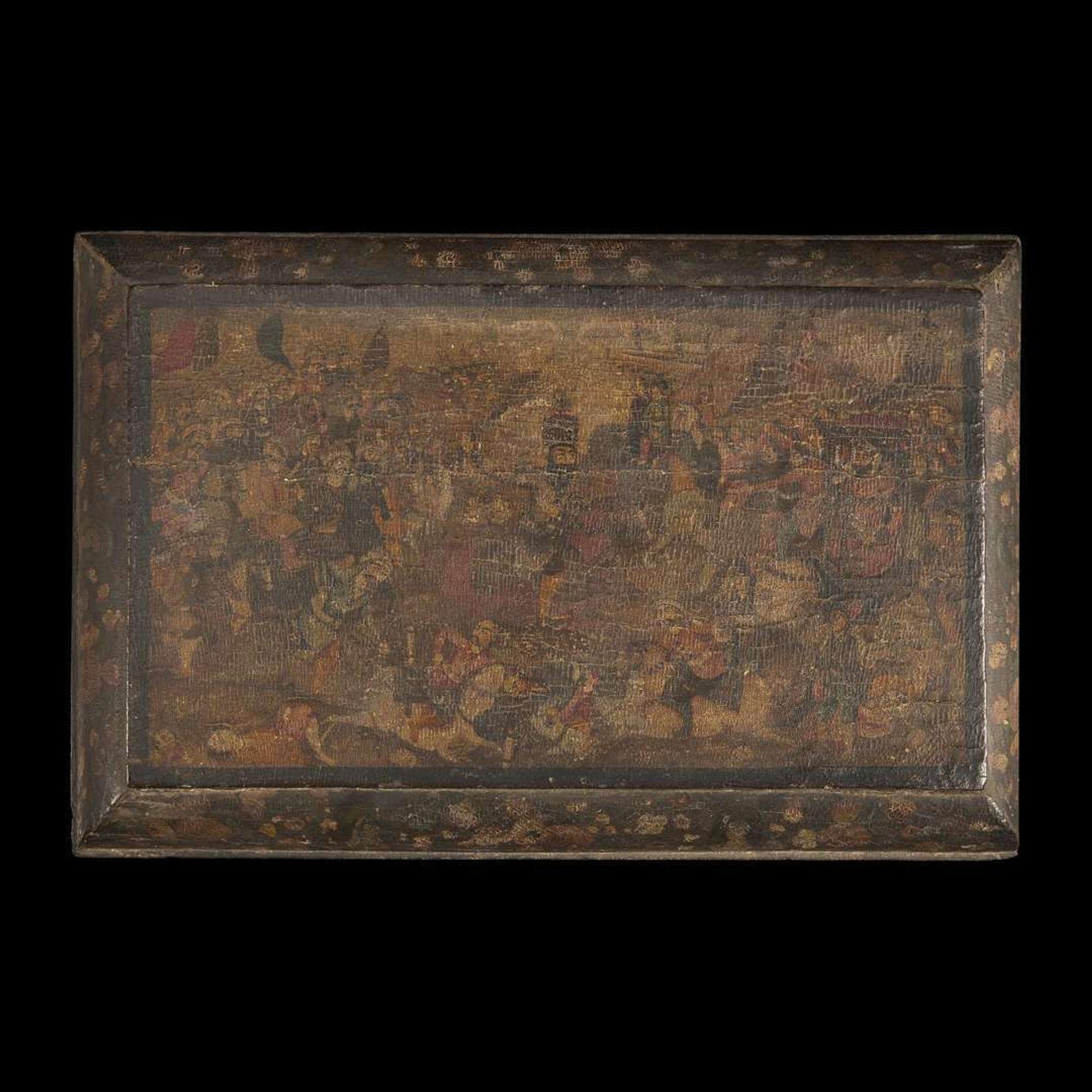 A Persian painted lacquer table chest 波斯漆器小箱 Qajar period ????