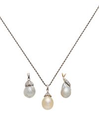 COLLECTION OF CULTURED PEARL AND DIAMOND PENDANTS AND CHAIN