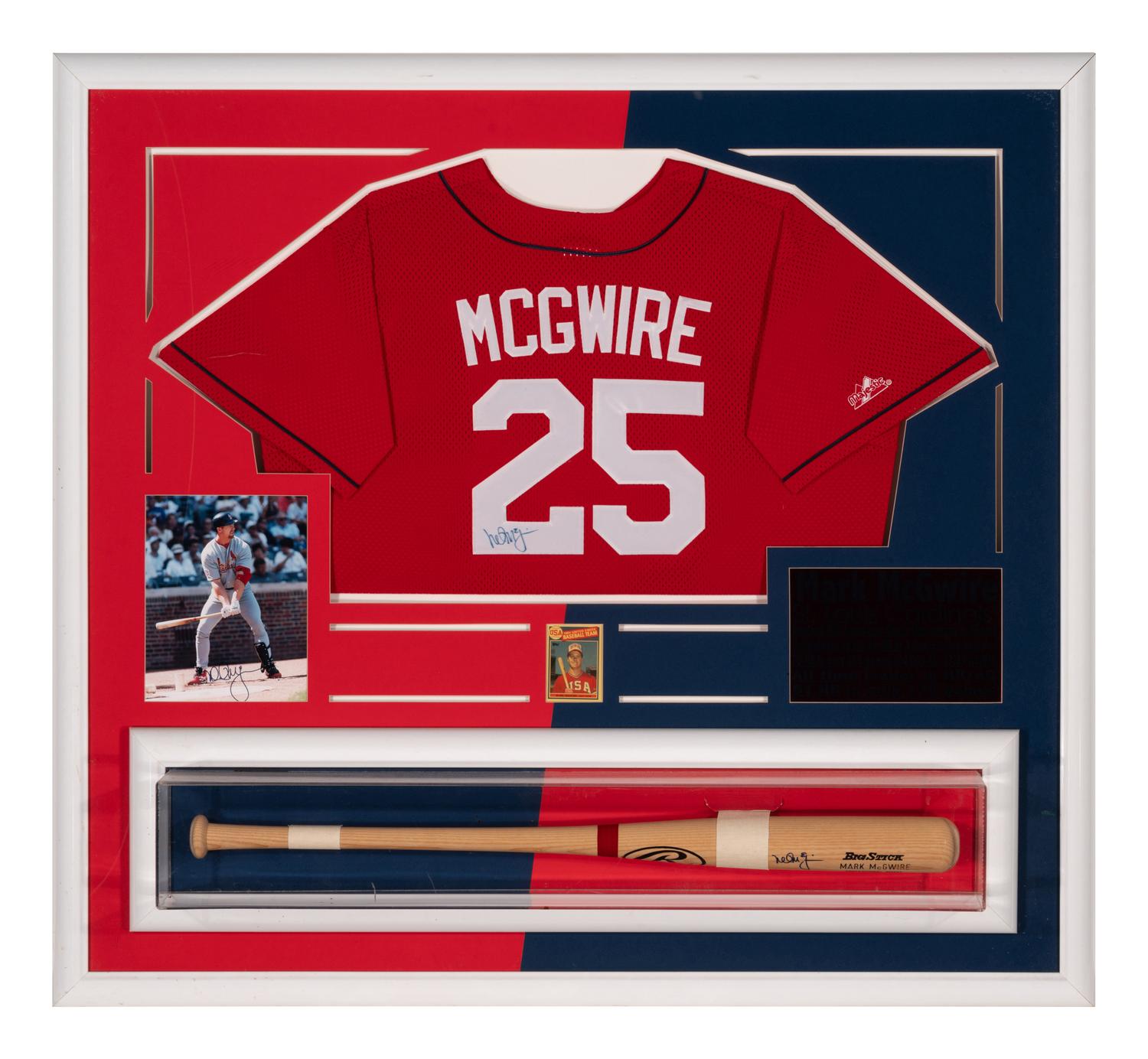 A Mark McGwire Signed Autograph Jersey and Bat Display