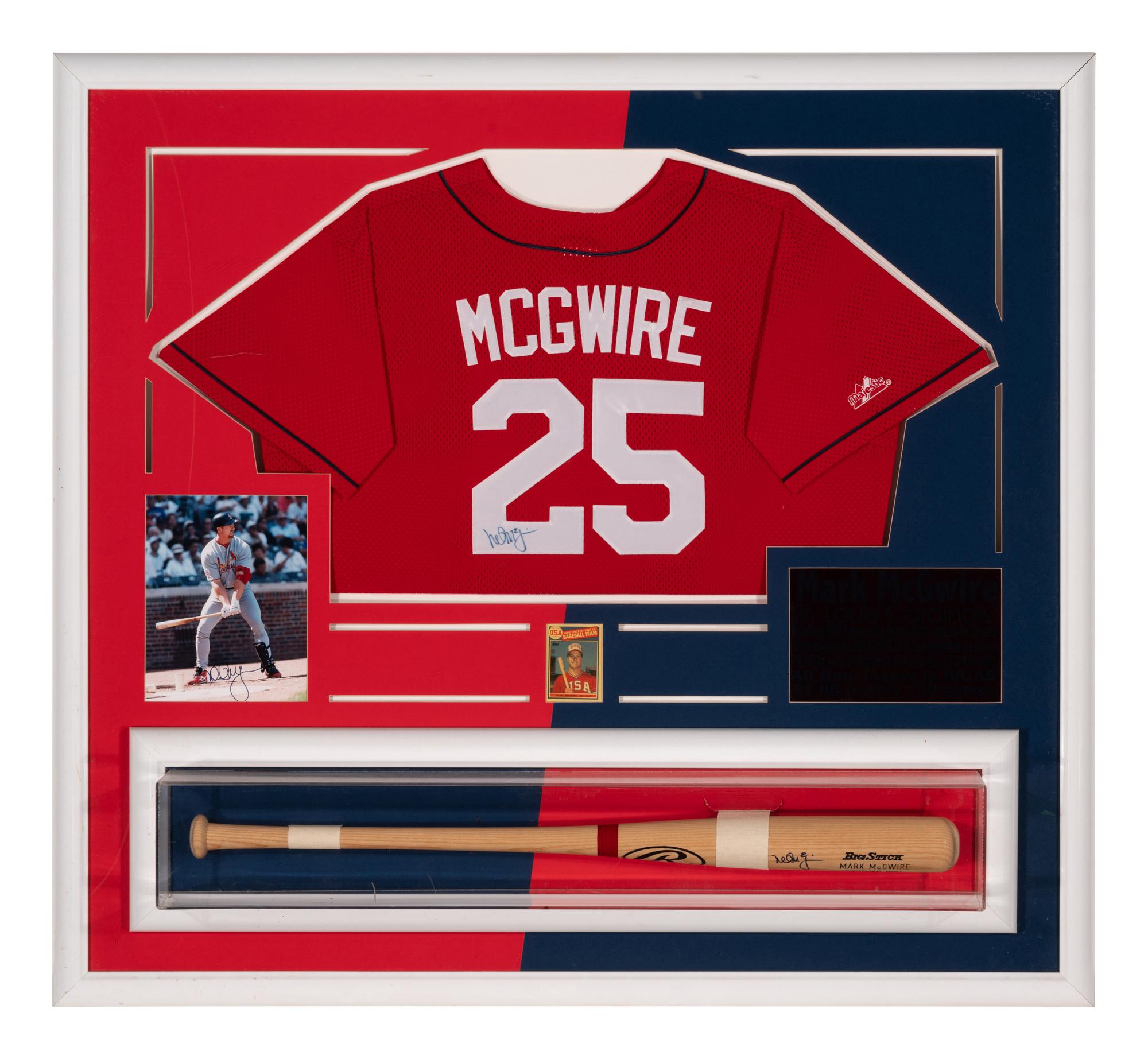 A Mark McGwire Signed Autograph Jersey and Bat Display