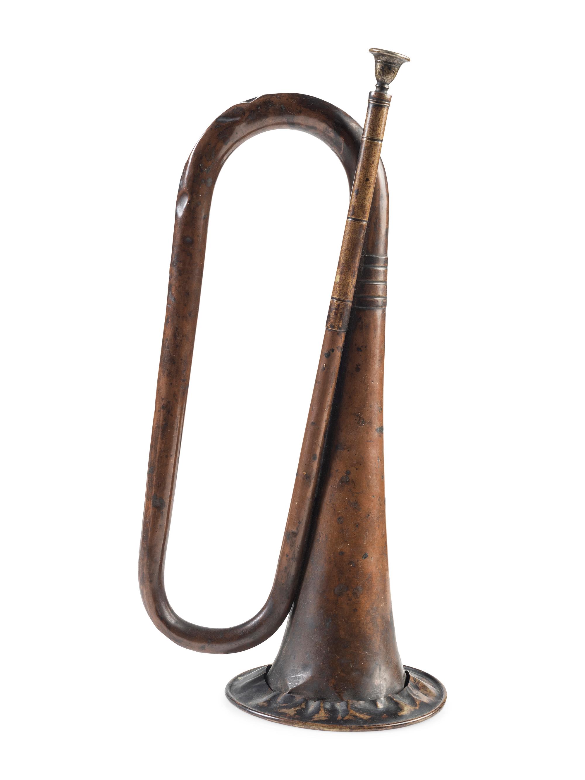 Civil War early contract regulation bugle. Manufactured by Klemm & Bro., Philadelphia, PA.