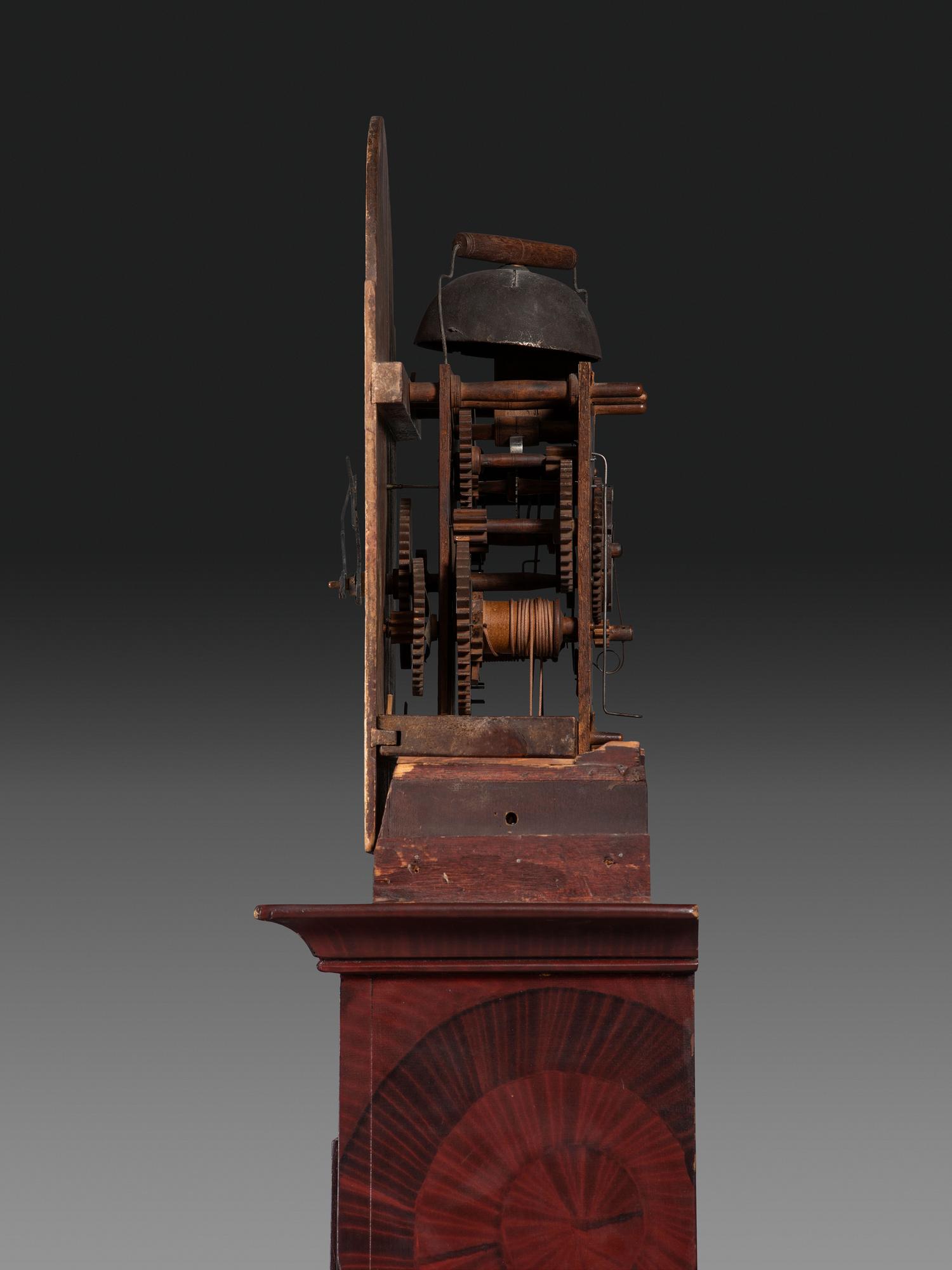 A Grain Paint Decorated Tall Case Clock