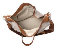 An Hermes Ecru Canvas and Fawn Barenia Calfskin Caleche-Express Medium Tote, 15.3" 14.1" 7.8".
