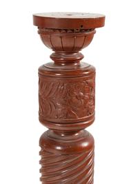 A South Asian Carved and Red-Painted Wood Pedestal