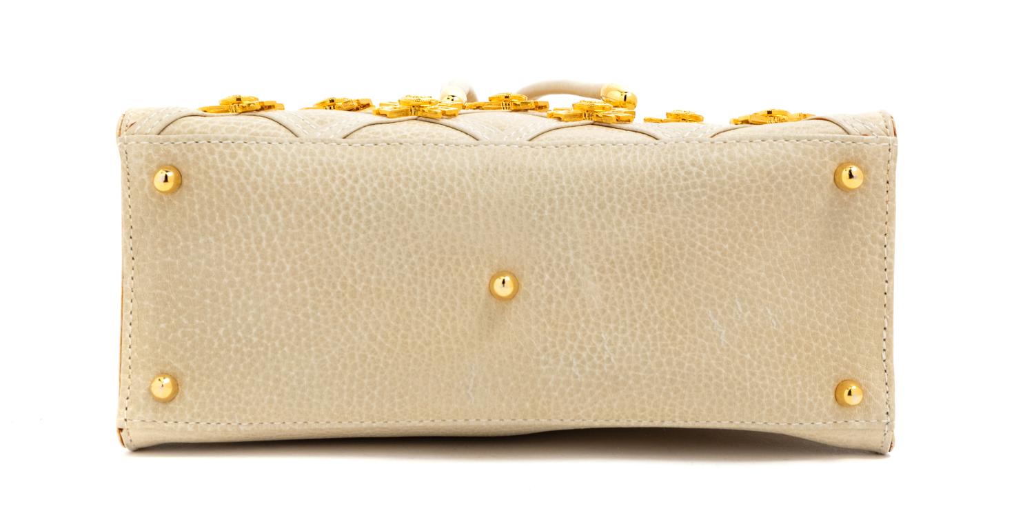 Gianni Versace Couture Beige Handbag with Goldtone Medallions, 1990s