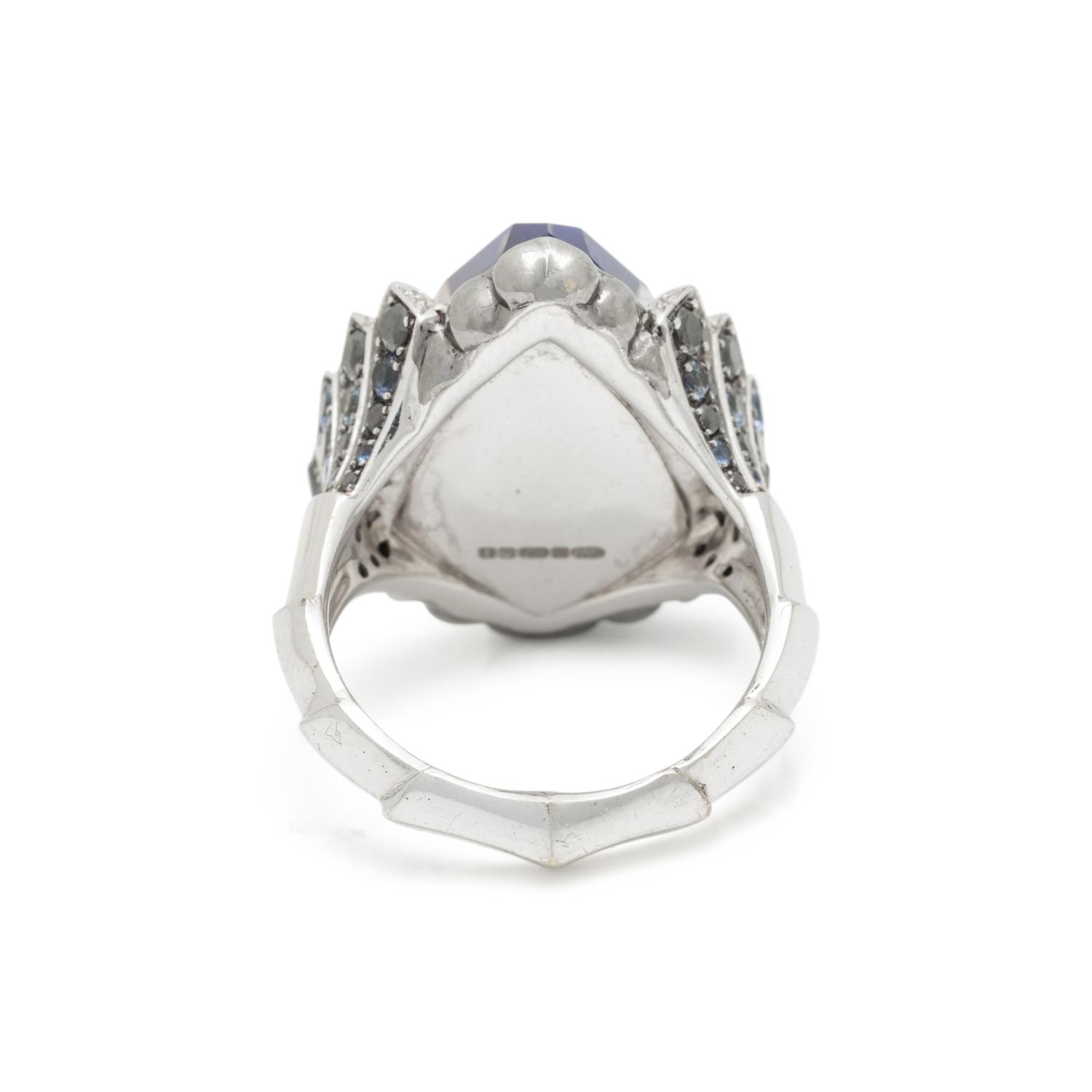 STEPHEN WEBSTER, QUARTZ, LAPIS LAZULI, DIAMOND, AND SAPPHIRE 'CRYSTAL HAZE' RING