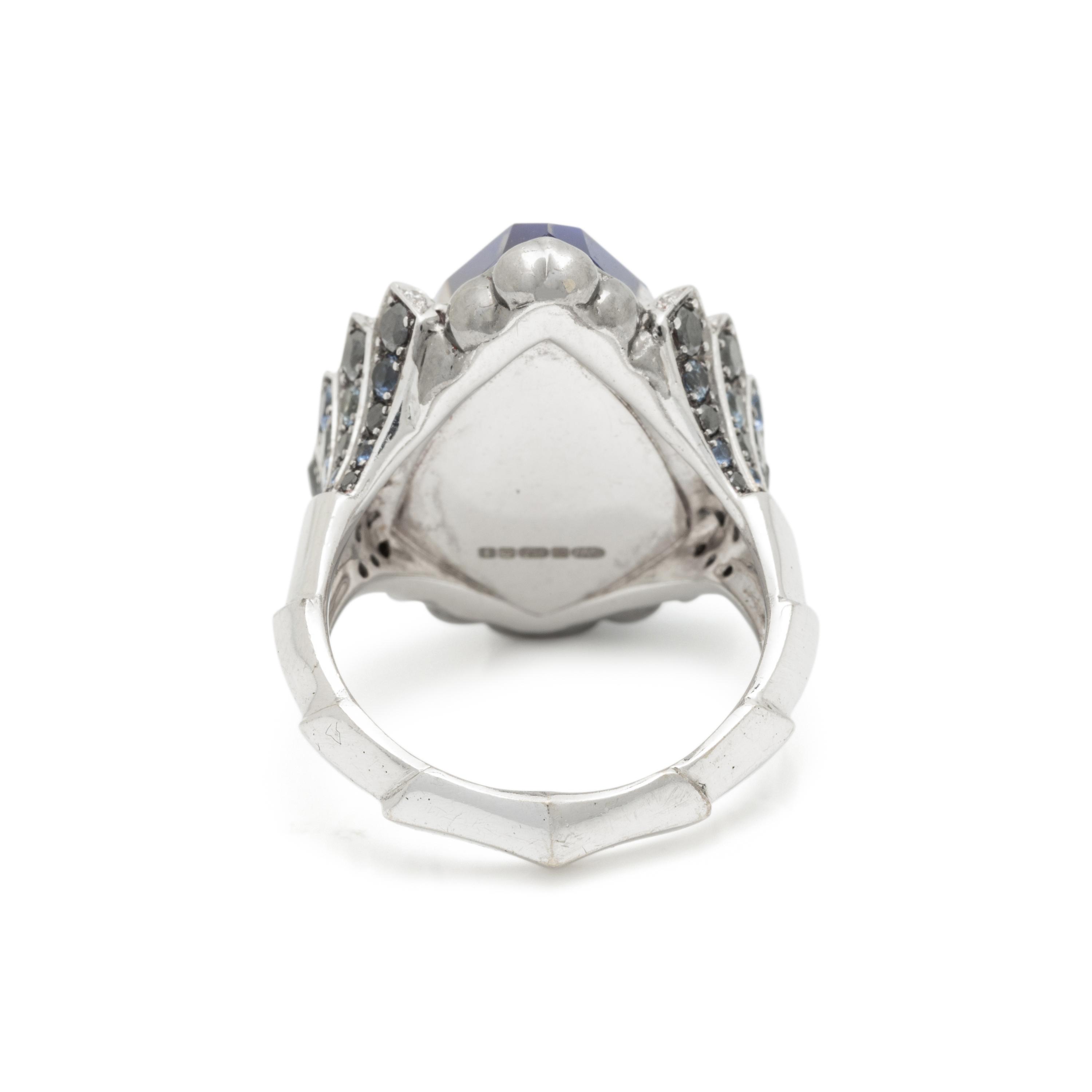 STEPHEN WEBSTER, QUARTZ, LAPIS LAZULI, DIAMOND, AND SAPPHIRE 'CRYSTAL HAZE' RING