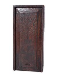 A Thistle Carved Oak Slide-Lid Candle Box