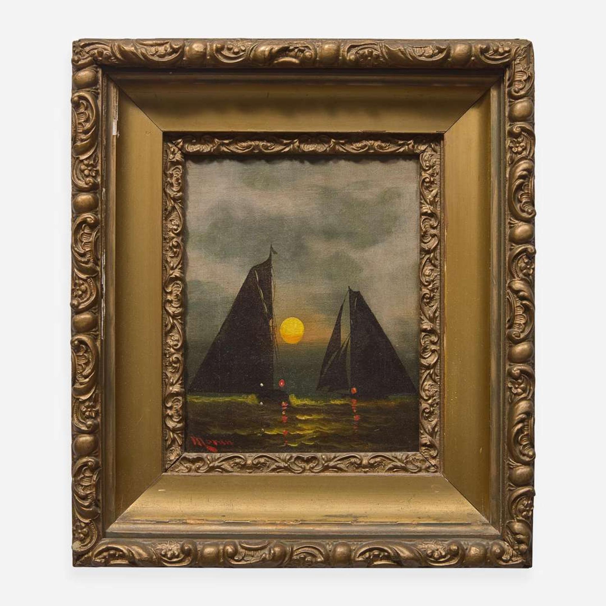 Edward Moran (American, 1829-1901) Moonlit Sail
