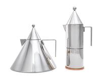Aldo Rossi (Italian, 1931-1997), Alessi, Italy, 1986, an Il Conico kettle and La Conica espresso maker