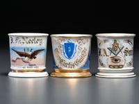Three Fraternal Porcelain Shaving Mugs