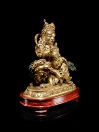 A Sino-Tibetan Gilt Bronze Figure of Bodhisattva Lokapala Vaishravana