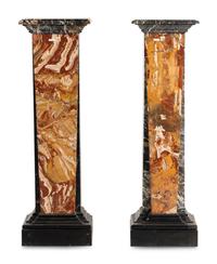 An Associated Pair of Italian Specimen Marble Pedestals