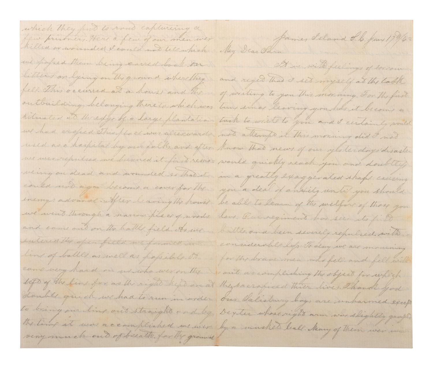 [CIVIL WAR]. War-date letters of Corporal Edwin J. Barden, 7th Regiment Connecticut Volunteer Infantry, combat soldier and later clerk at Headquarters Department of the South, Headquarters X Corps, and Headquarters US Army, Office of Chief Commissary.