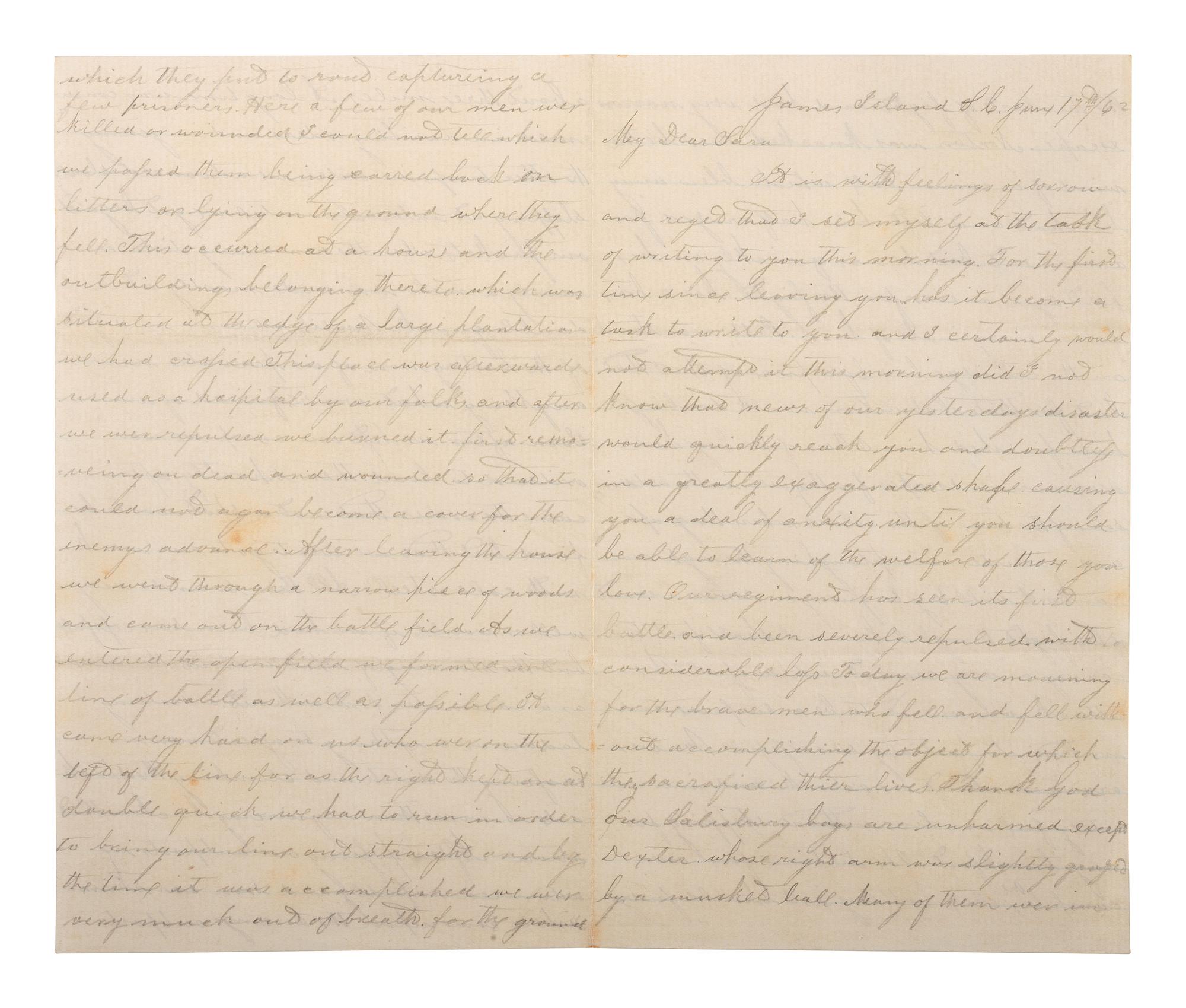 [CIVIL WAR]. War-date letters of Corporal Edwin J. Barden, 7th Regiment Connecticut Volunteer Infantry, combat soldier and later clerk at Headquarters Department of the South, Headquarters X Corps, and Headquarters US Army, Office of Chief Commissary.