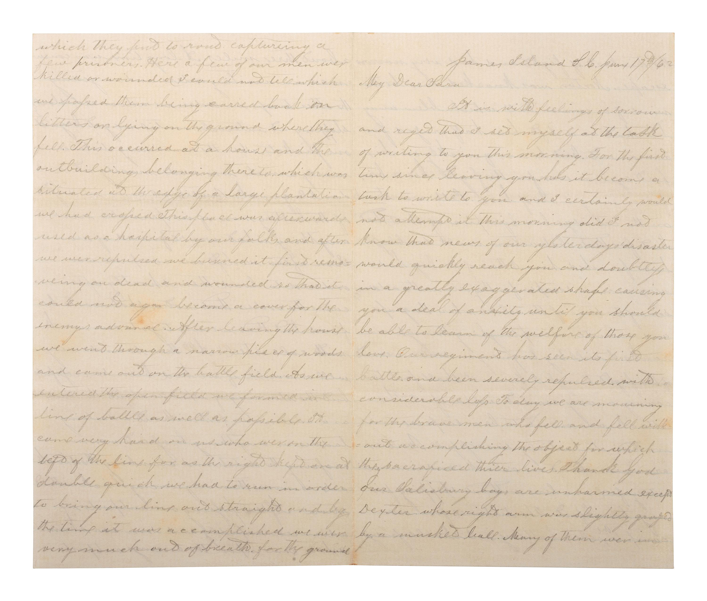 [CIVIL WAR]. War-date letters of Corporal Edwin J. Barden, 7th Regiment Connecticut Volunteer Infantry, combat soldier and later clerk at Headquarters Department of the South, Headquarters X Corps, and Headquarters US Army, Office of Chief Commissary.