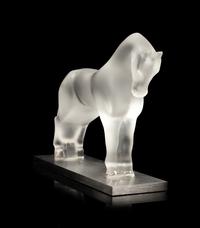 A Lalique Horse Bookend