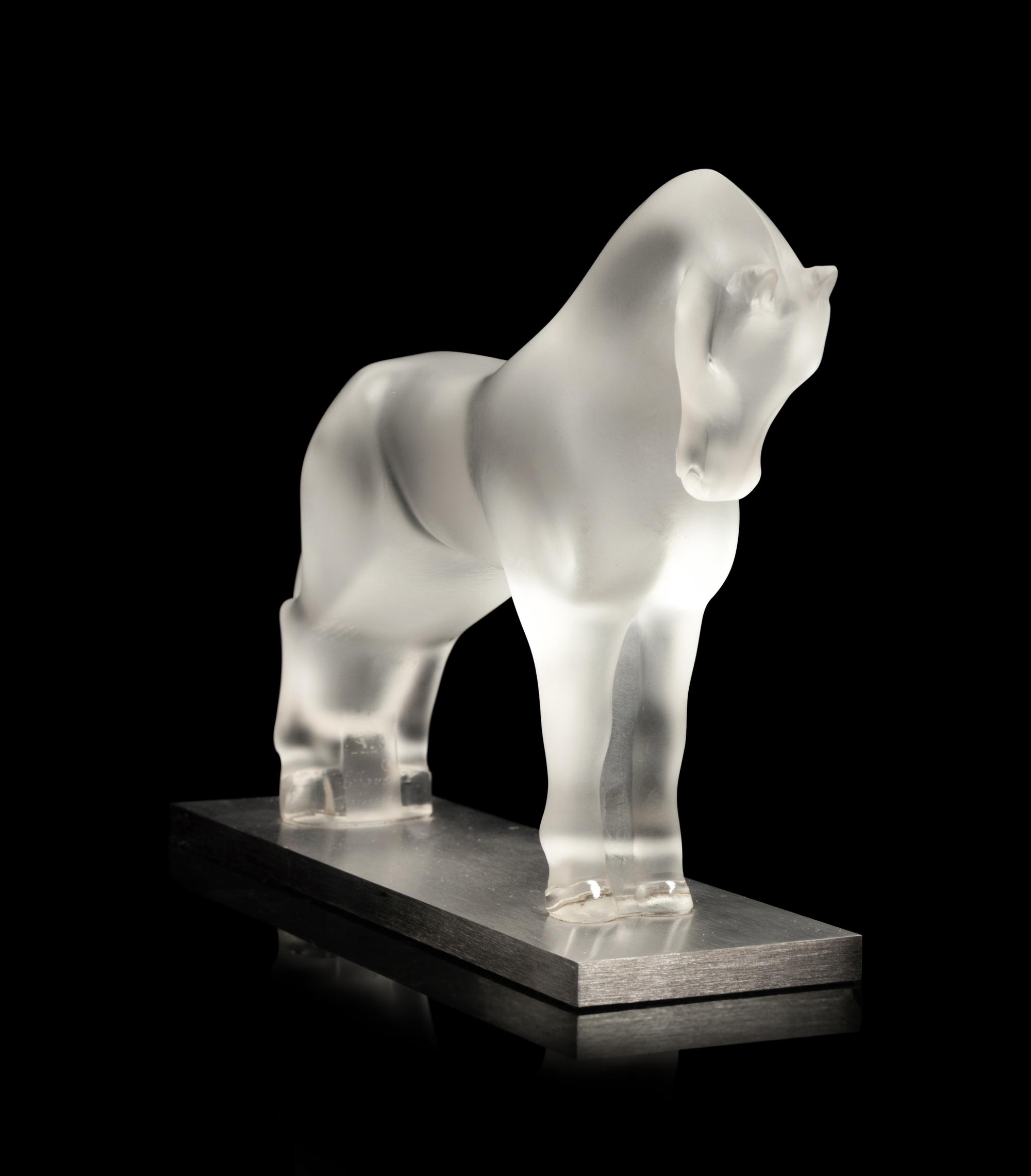 A Lalique Horse Bookend