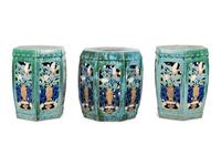 Three Chinese Glazed Porcelain Garden Seats