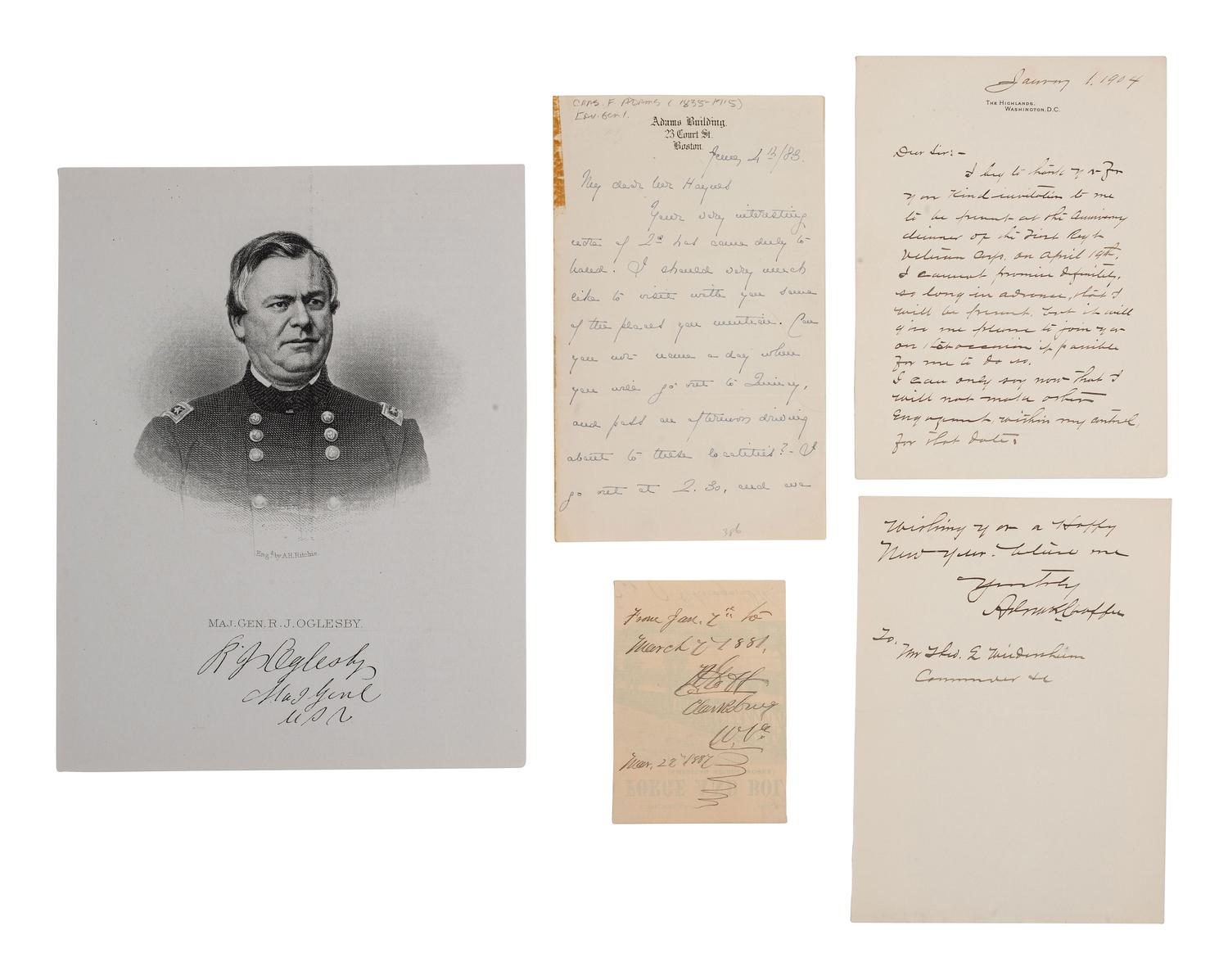 [AUTOGRAPHS]. Signatures of 19th-century American military and political figures.