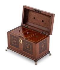 A George III Mahogany and Tunbridge Marquetry Tea Caddy