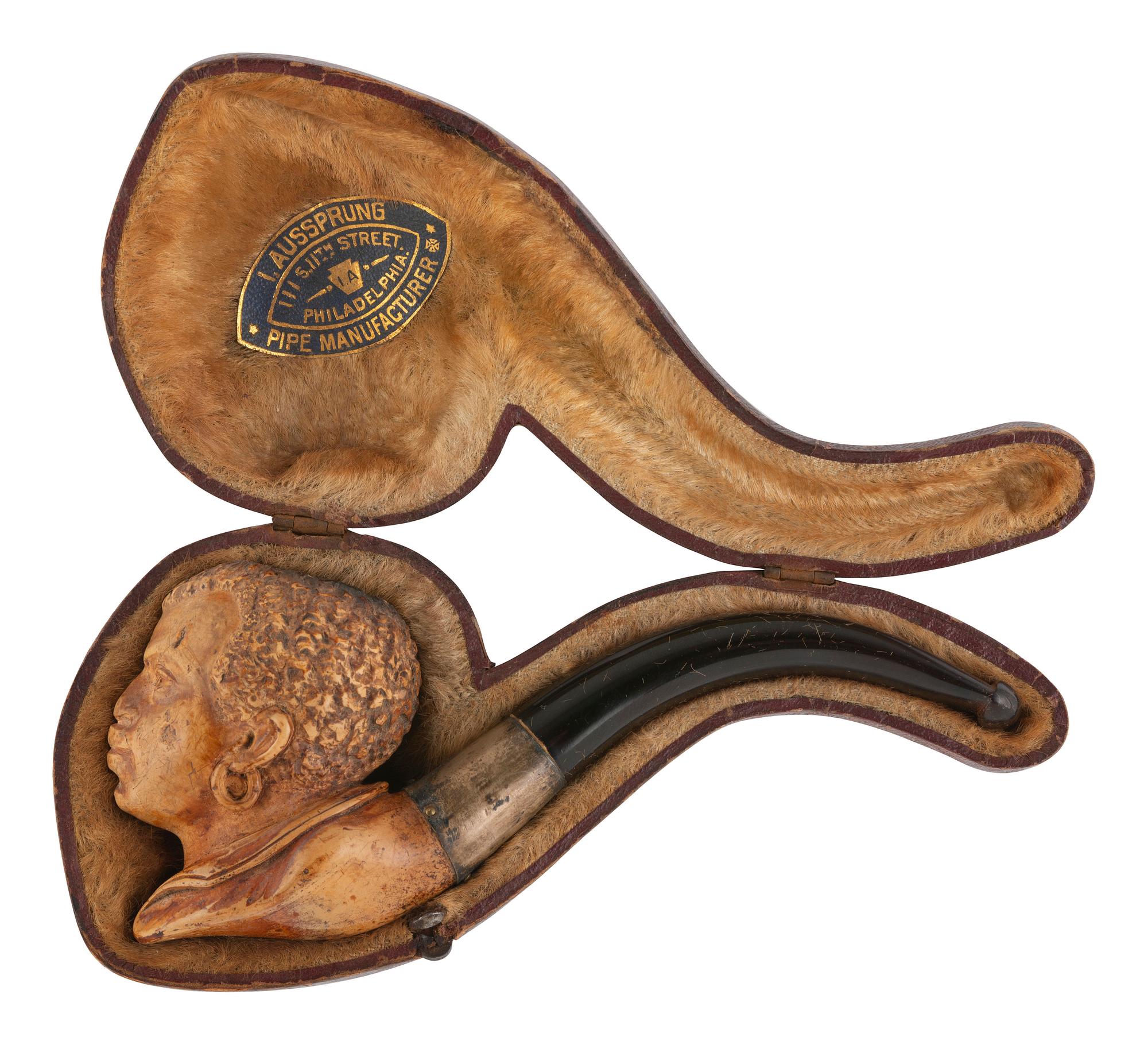 [AFRICAN AMERICANA] Meerschaum pipe carved in the likeness of a Black man. Aussprung, Philadelphia.