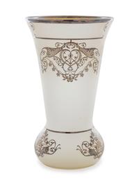 A Silver Overlay Frosted Glass Vase