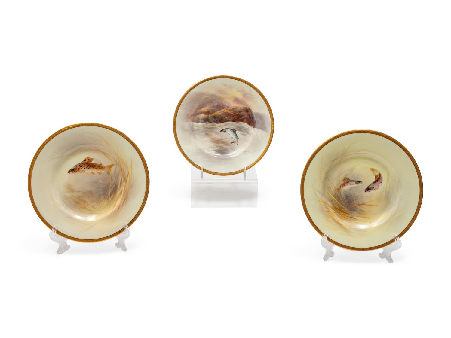 Seventeen Hand Painted Royal Doulton Fish Plates