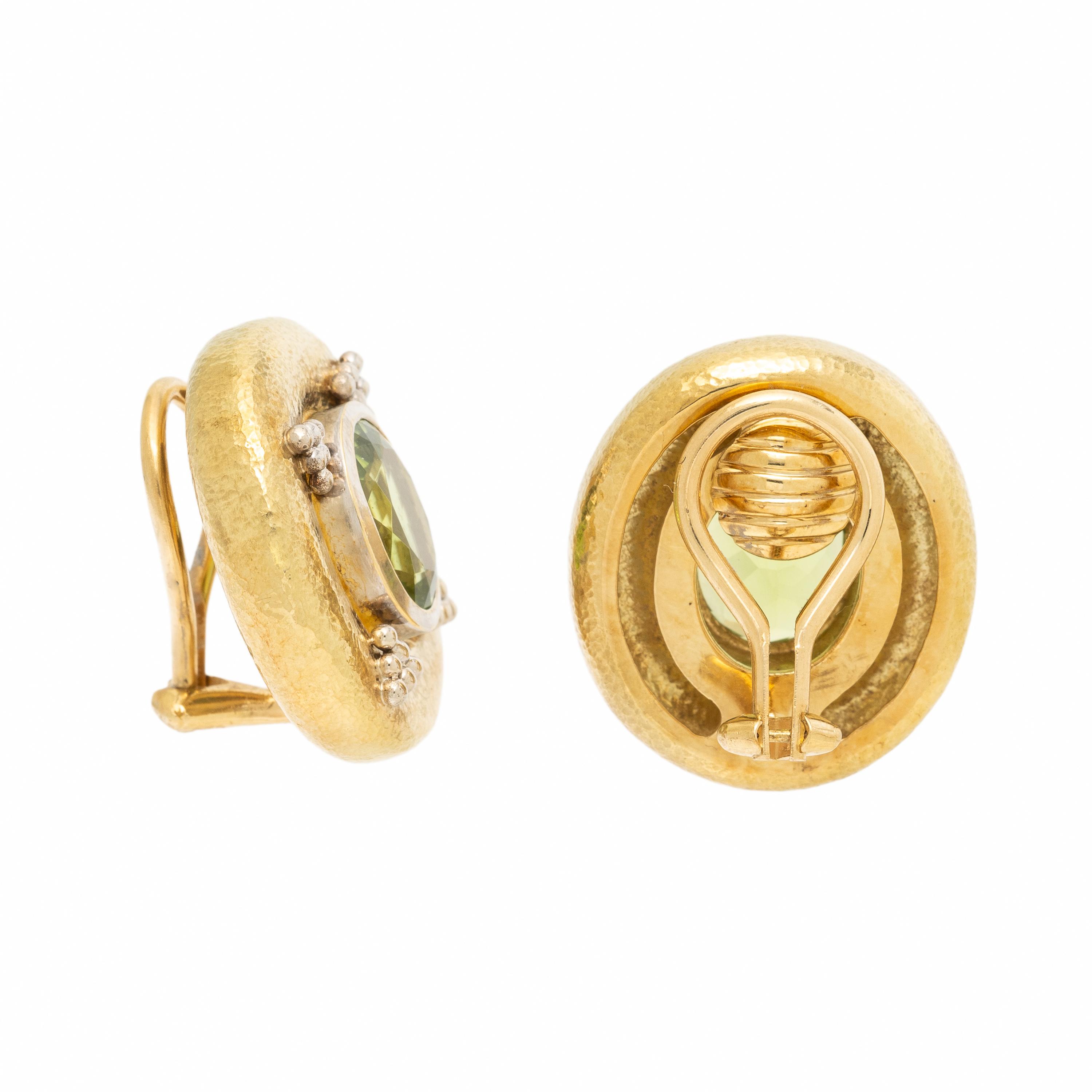 Bicolor Gold and Peridot Earrings
