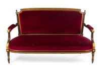 A Louis XVI Style Gilt Bronze Mounted Mahogany Salon Suite Height of settee 38 1/4 x width 63 x depth 31 3/4 inches. — PAUL SORMANI, PARIS, CIRCA 1900