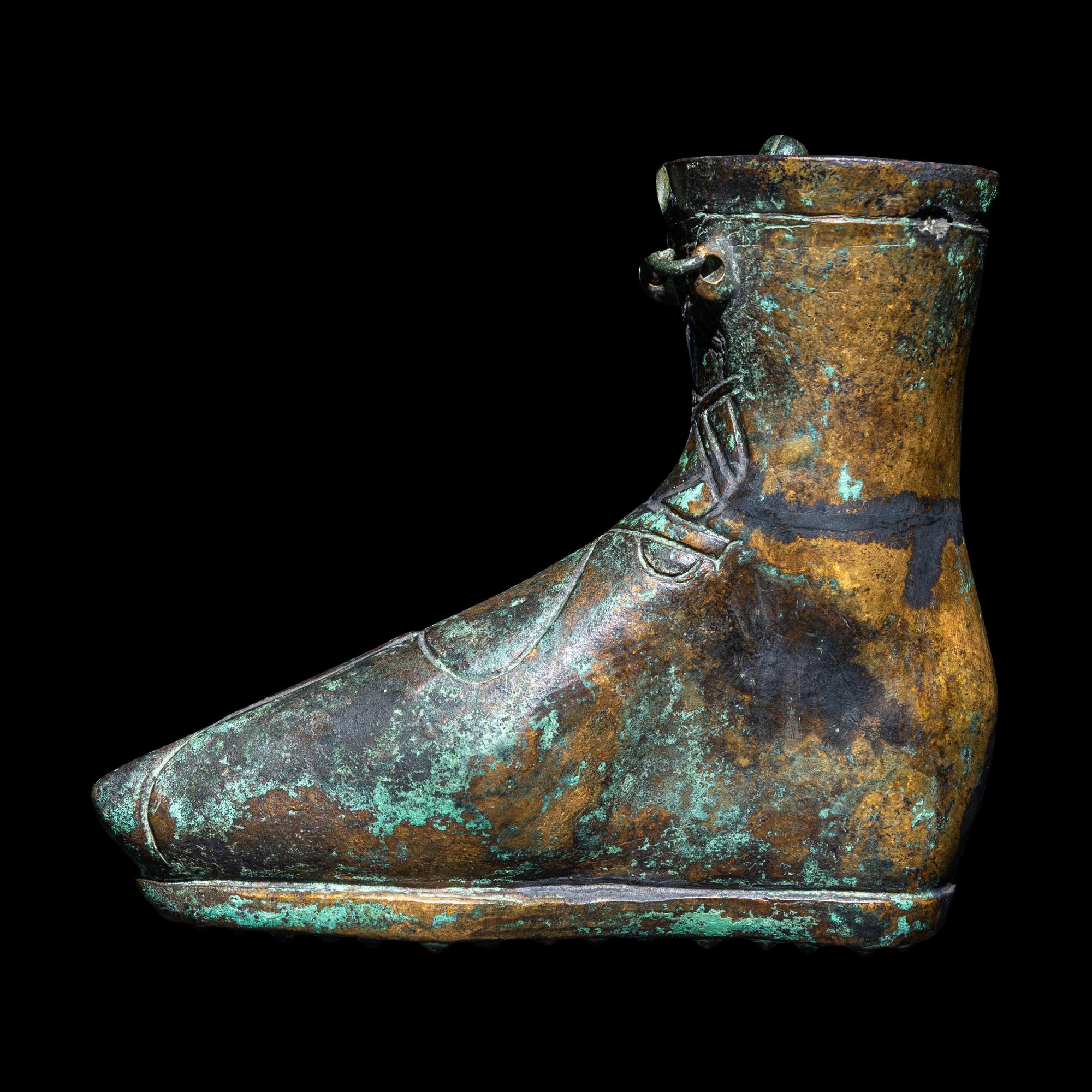 A Roman Bronze Balsamarium in the form of a Boot