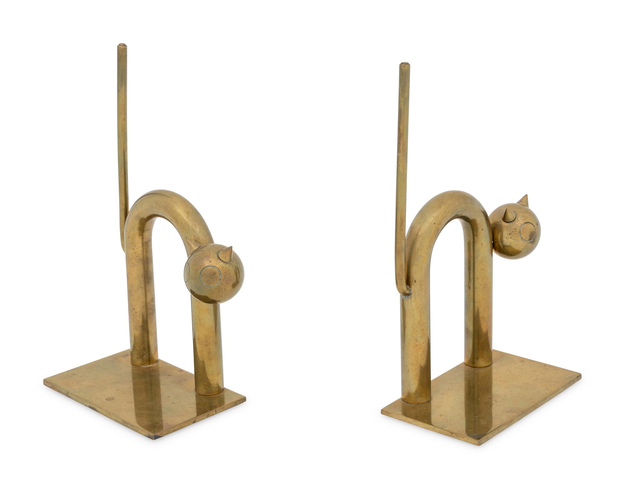 Pair of Cat Bookends Chase Brass & Copper Co., USA