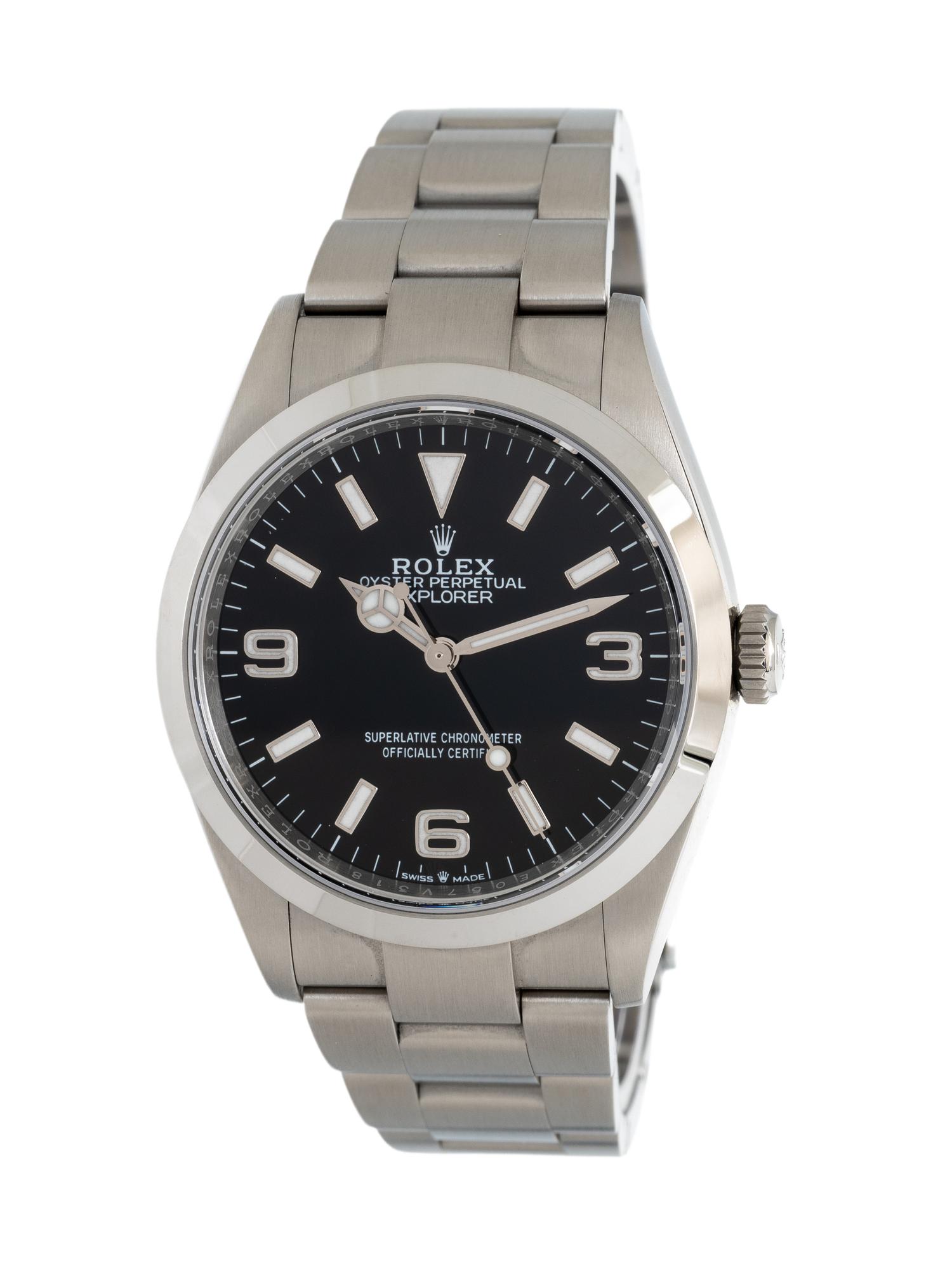 ROLEX, REF. 124270 STAINLESS STEEL 'EXPLORER' WATCH, BOX & PAPERS