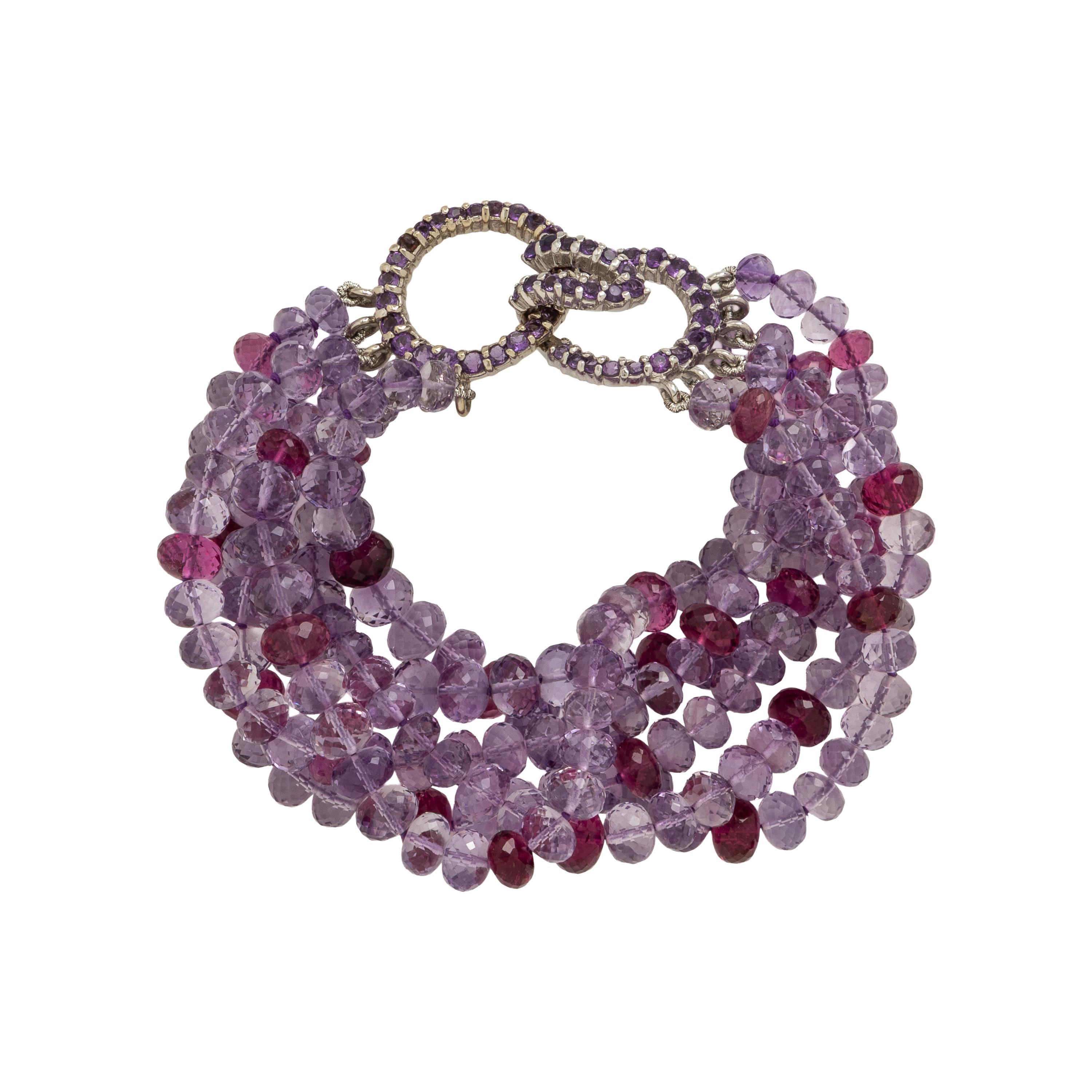 Mish, Amethyst and Pink Tourmaline Torsade Bracelet