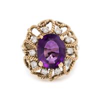 AMETHYST AND DIAMOND RING