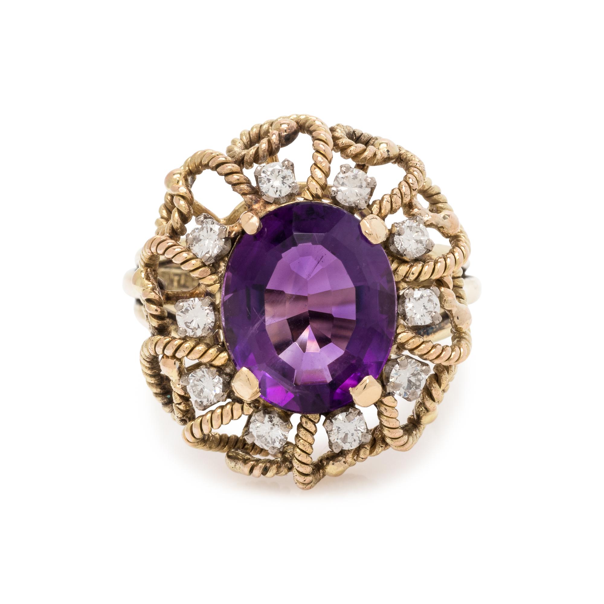 AMETHYST AND DIAMOND RING