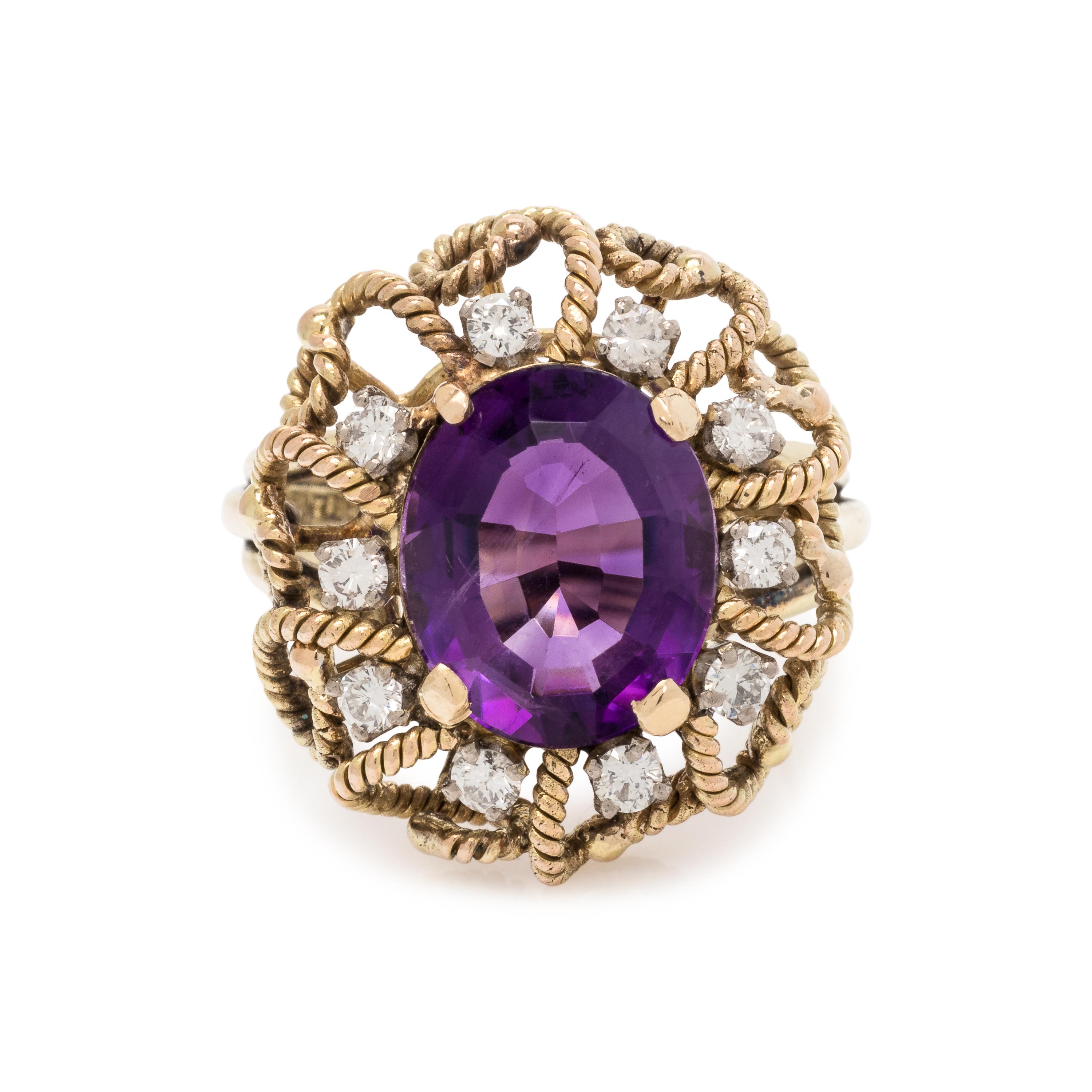 AMETHYST AND DIAMOND RING
