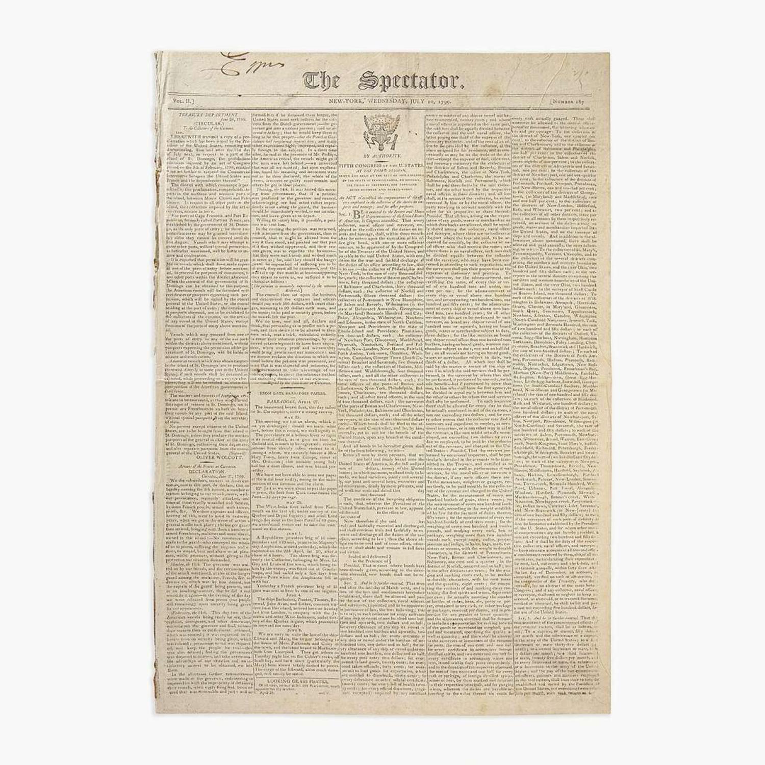 [Hamilton, Alexander] [Public Credit, etc.] Group of 3 Issues of the Columbian Centinel