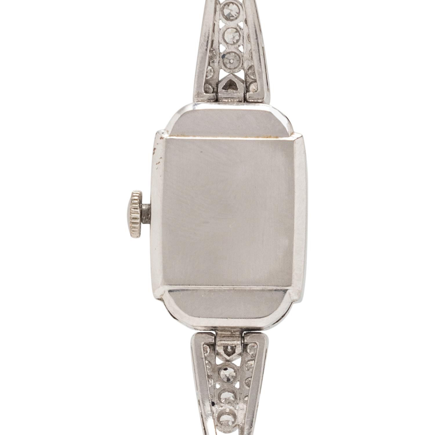 LONGINES, DIAMOND AND PLATINUM WATCH