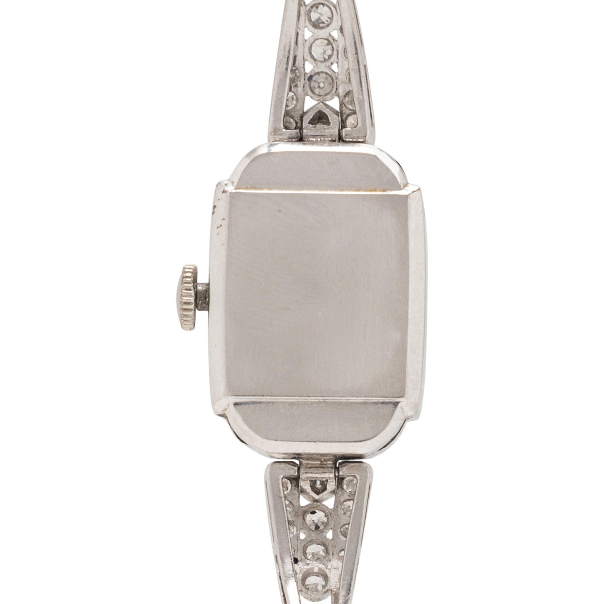 LONGINES, DIAMOND AND PLATINUM WATCH