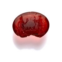 A Roman Carnelian Intaglio with the Gods Pan and Diana