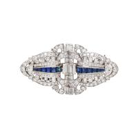 ART DECO, DIAMOND AND SAPPHIRE DOUBLE CLIP BROOCH